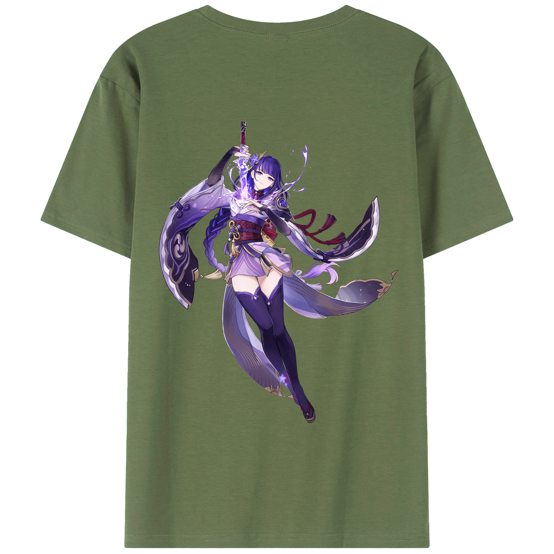 げんし神 雷電将軍 らいでんしょうぐん genshin Raiden Shogun 綿100％ メンズ半袖Tシャツ（バックプリント） 通気性